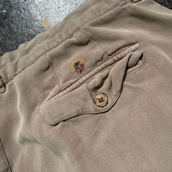 Tommy Bahama Men's Vintage 90s Relaxed Fit Chino Shorts Tan Size 38 100% Silk - Picture 11 of 16
